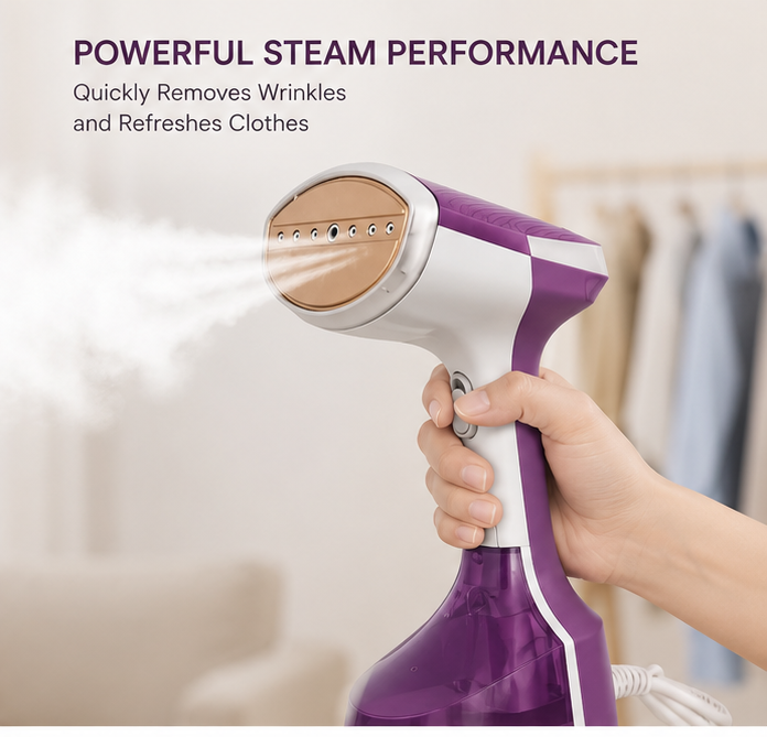 Mini Portable Garment Steamer 1600W Handheld Steam Iron Machine Compact Size for Hostel Dorm Travel Bag and Everyday Home Use