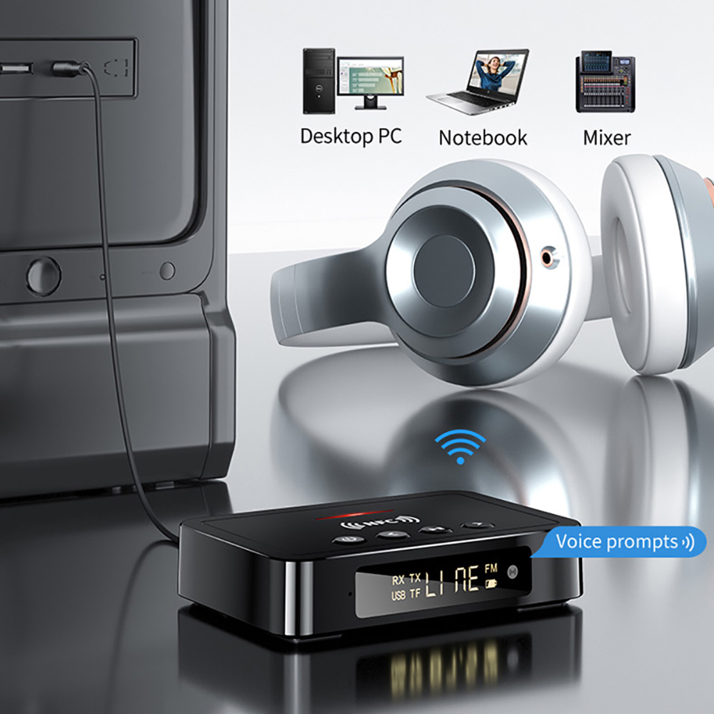 BOKEWU Bluetooth 5.0 Receiver Transmitter NFC Stereo 3.5mm AUX Jack RCA Optical Wireless Audio Adapter with Remote Control