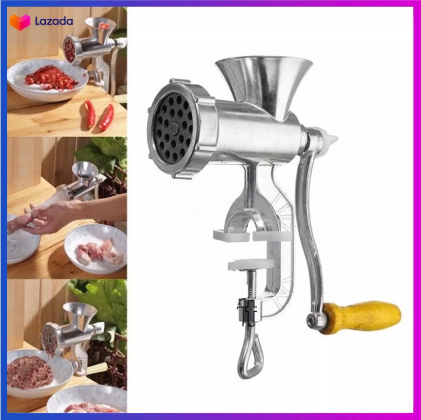 Máy xay thịt bằng tay đế kẹp bàn, dụng cụ xay thịt cầm tay đa năng không gỉ, nhỏ gọn, tiện dụng
