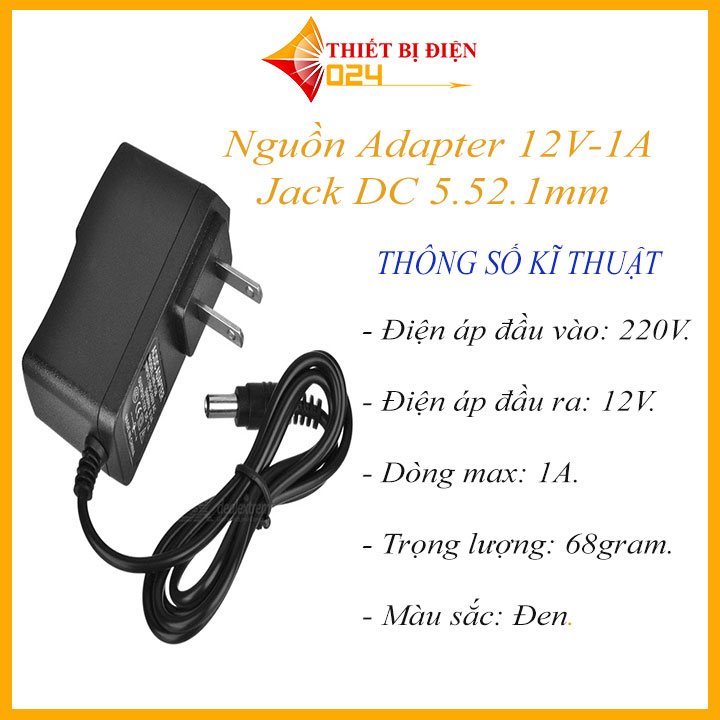 Nguồn adapter 12v-1a jack dc 5.52.1mm