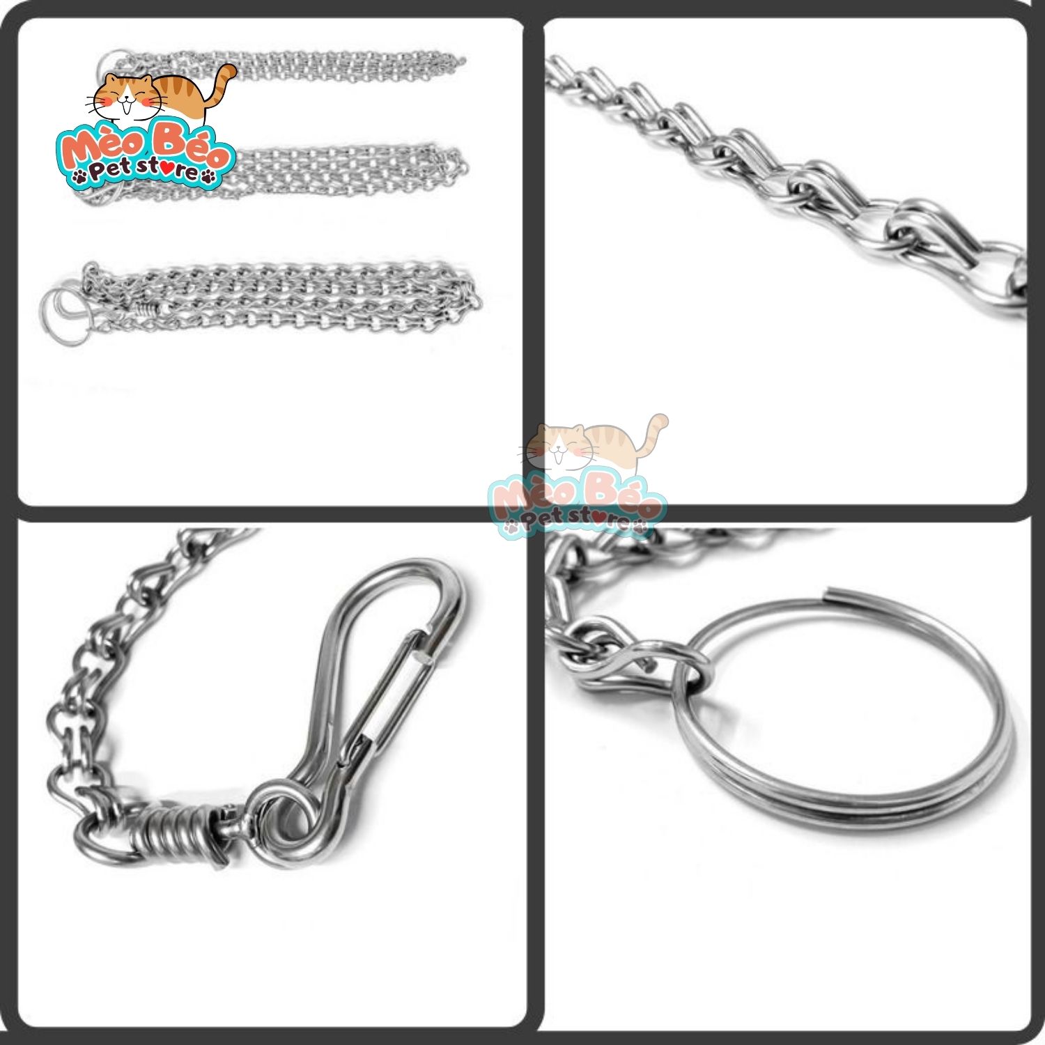 Dây xích inox cho chó mèo ( 4size)