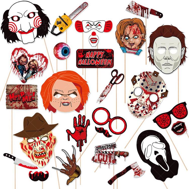 Halloween Photo Props 26PCS Funny Halloween Movie Theme Horror ...