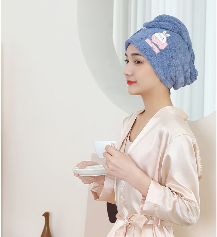 [FreeShipping] portable super absorbent hair towel with button closure