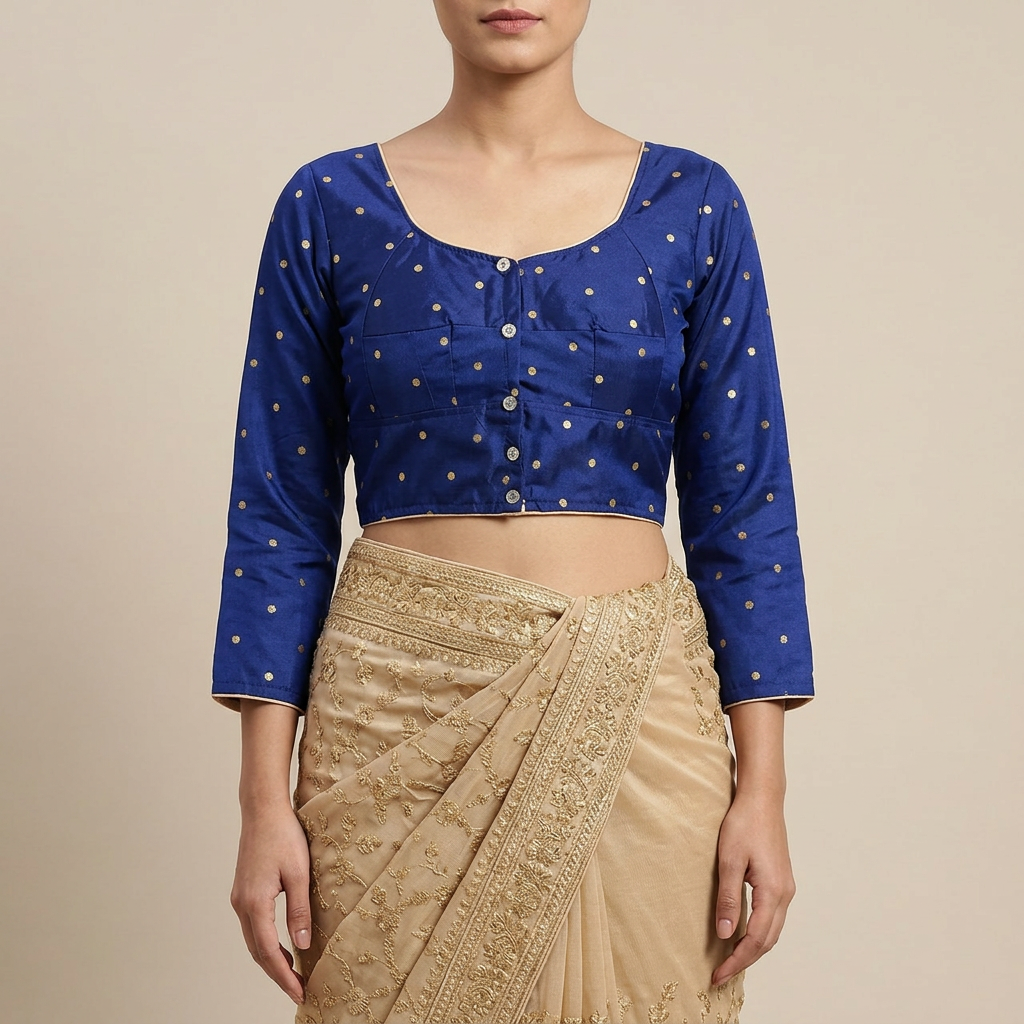Indian katan Silk Stitched Elbow Length Sleeves Katan Saree Blouse For Women's - Blouse For Women