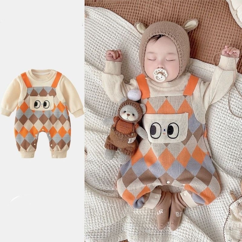 Autumn Arrival Baby Unisex Long Sleeves Preppy bodysuit