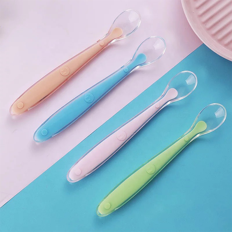 Thìa silicon đầu siêu mềm cho bé tập ăn dặm