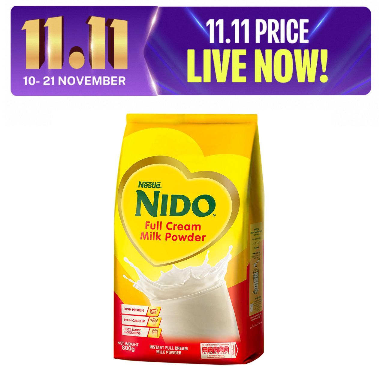 NESTLE NIDO Full Cream Powder Milk 800g Pouch. 