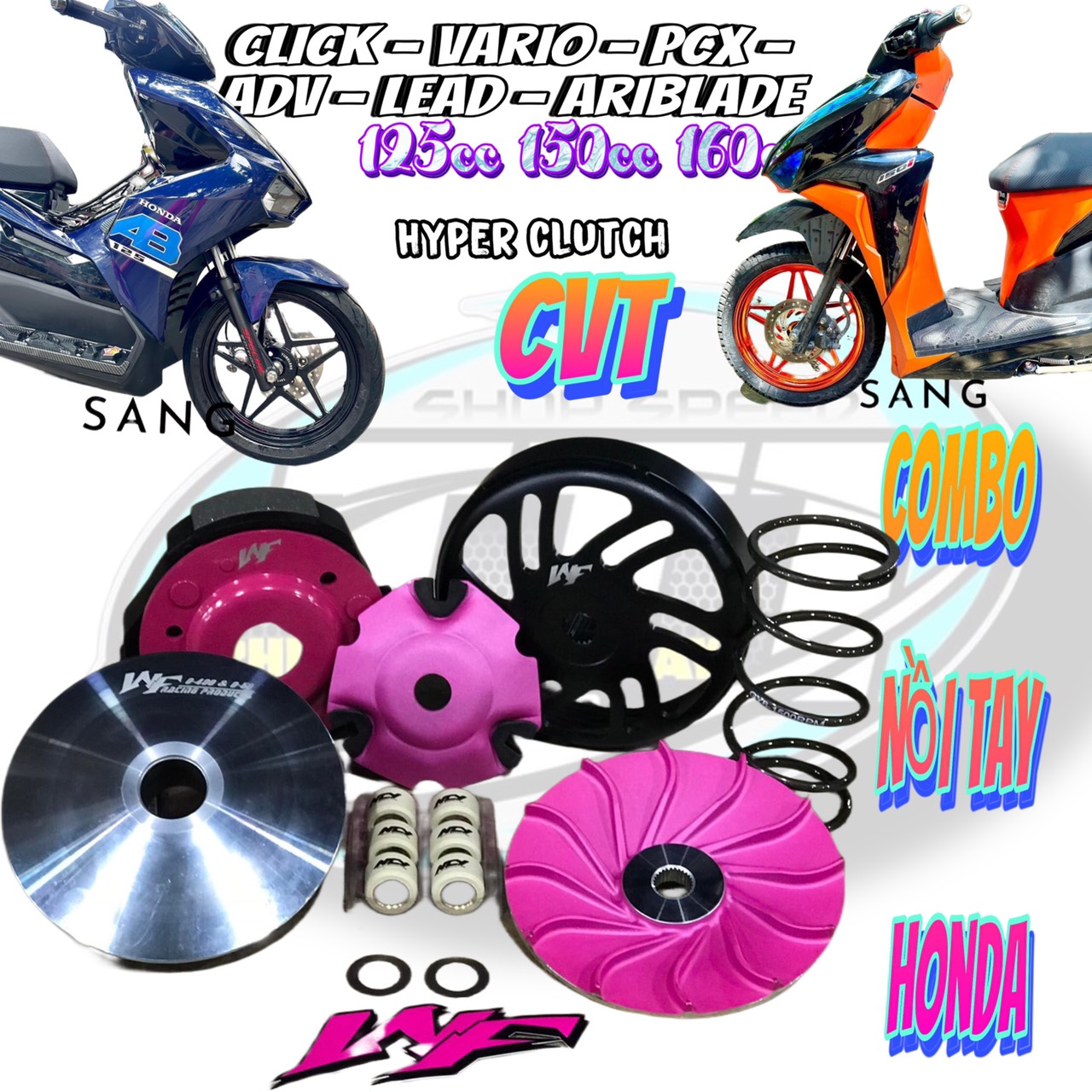 Combo nồi xe tay ga wf _ trf raching v3 vario150 / click125 / pcx125 / ab125