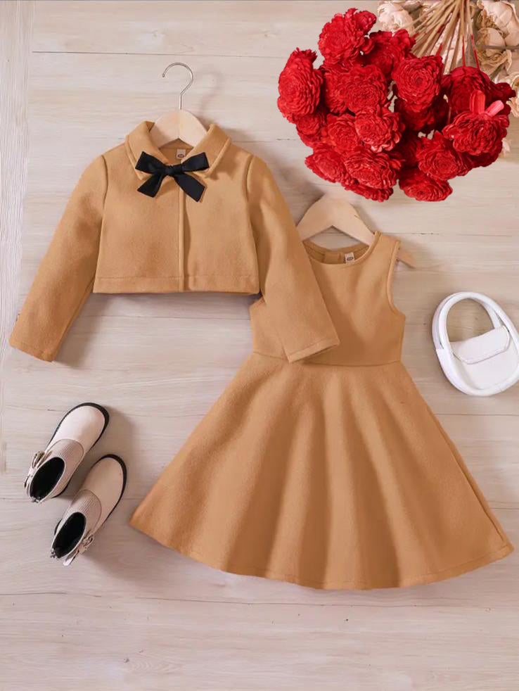 Little Grace 2Pcs Set - Camel  - Winter Dress For Girls / Clothes For Girls / Winters Clothes For Girls