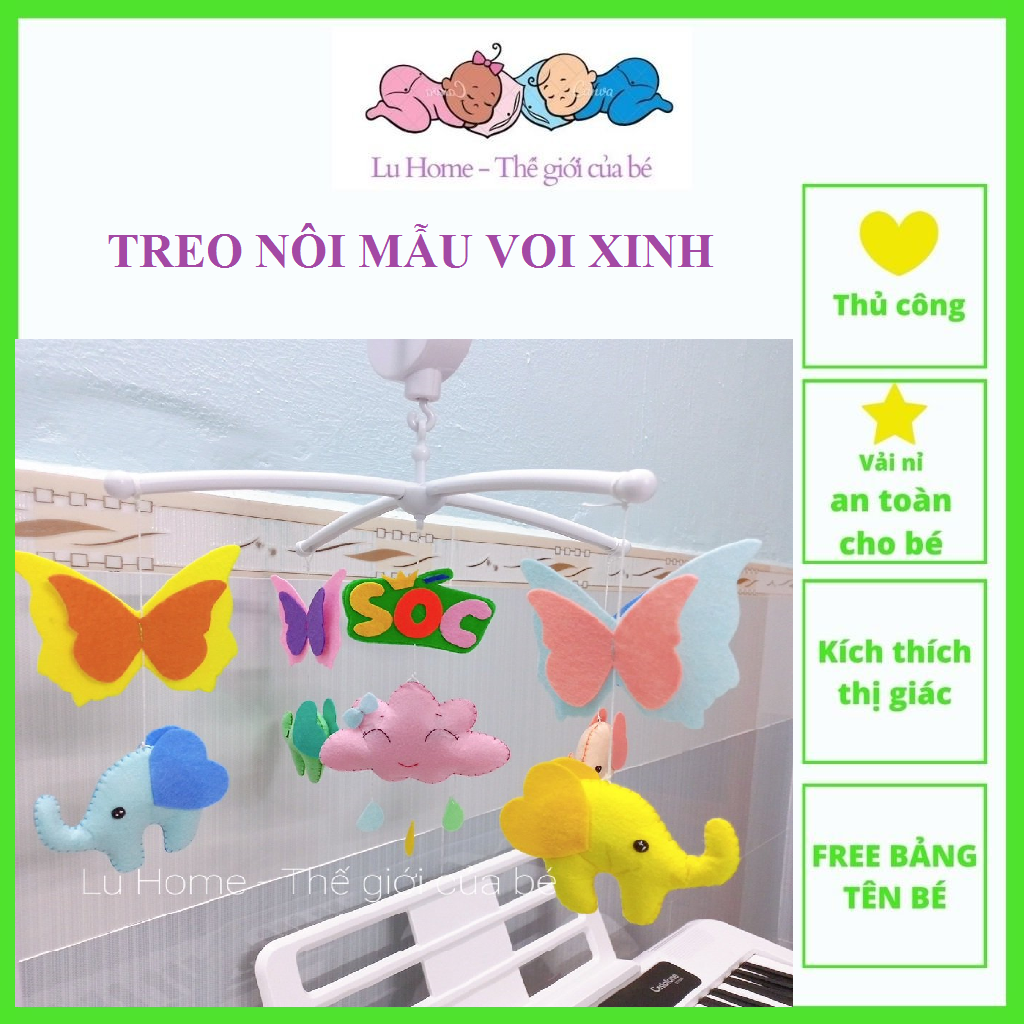 Treo nôi kích thích thị giác cho bé [Free Bảng tên bé]