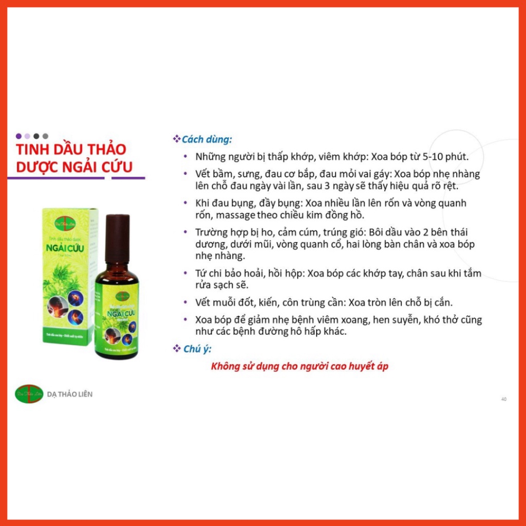 TINH DẦU NGẢI CỨU DẠ THẢO LIÊN LỌ 50ml