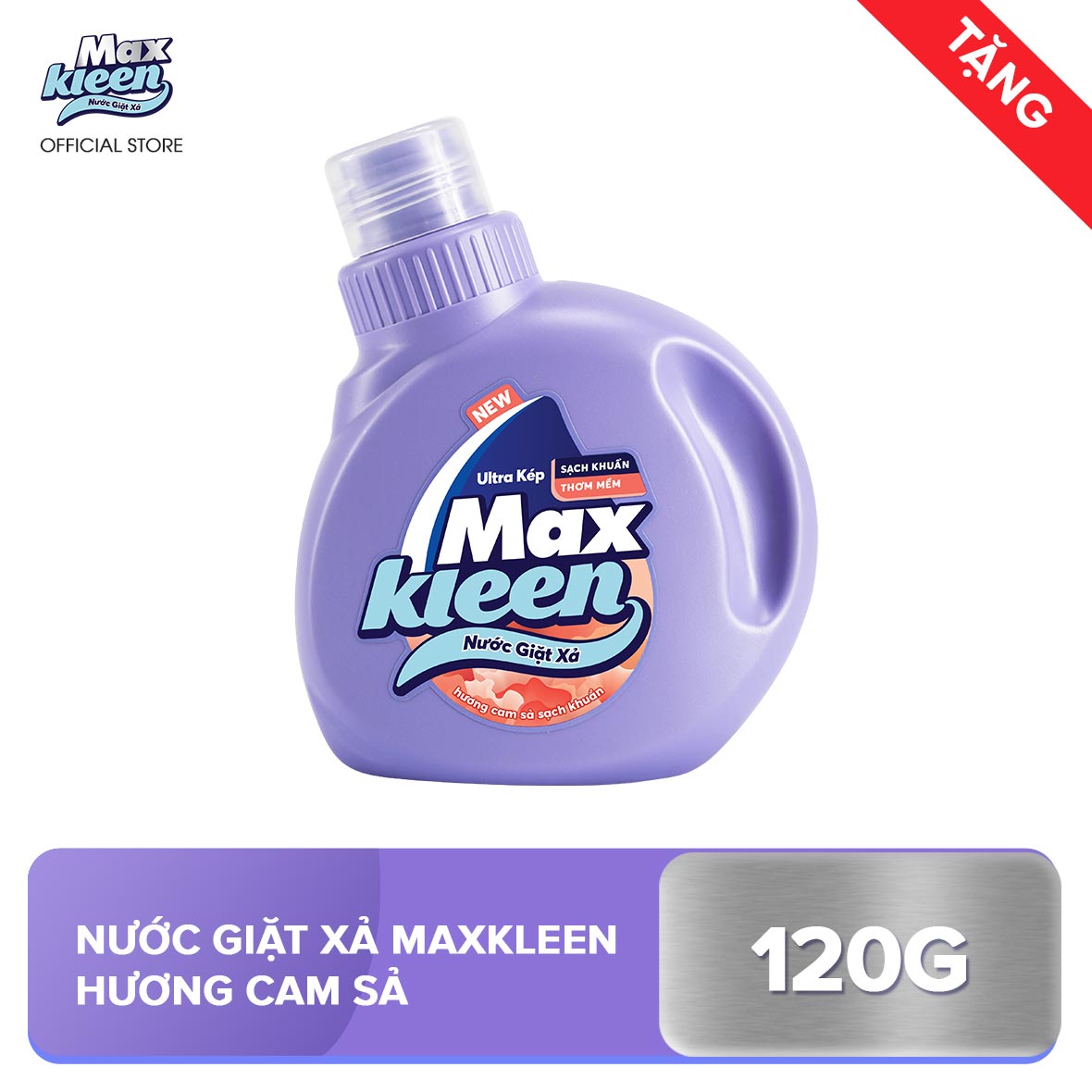 [GIFT] Nước giặt xả MaxKleen hương cam sả 120g – Sạch Khuẩn – Loại Bỏ 99,9% Vi Khuẩn