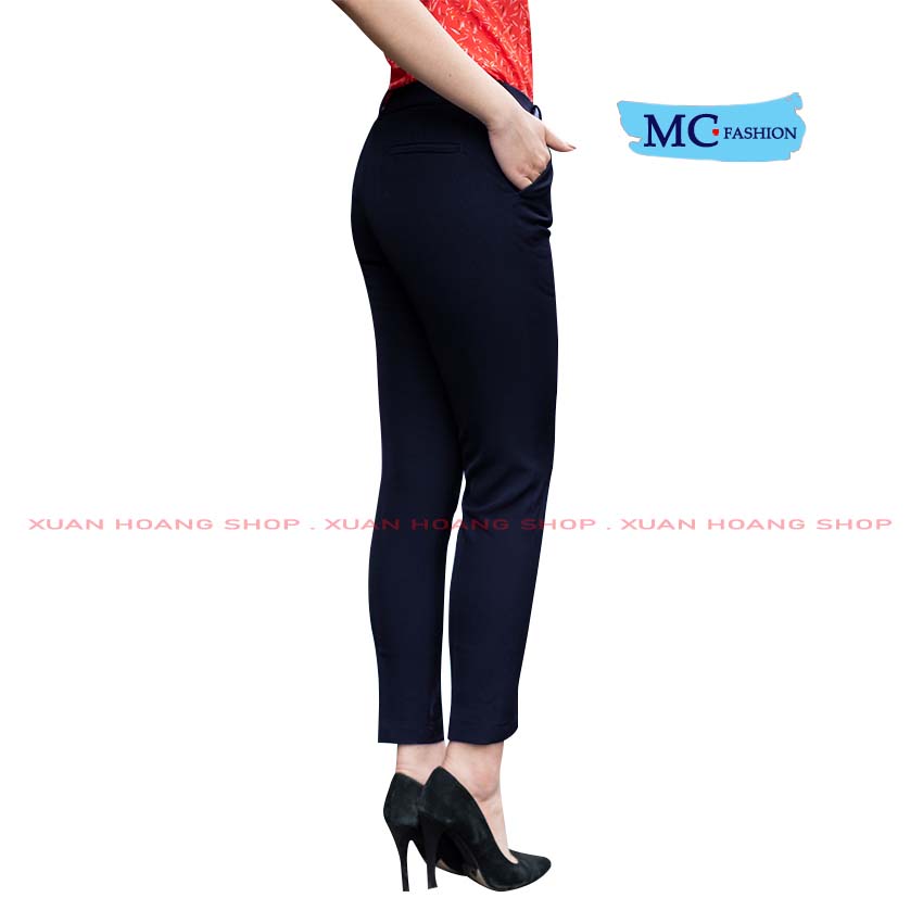 Quần Tây Nữ Lưng Cao, Kiểu Dáng Nữ Công Sở Đẹp, Ống Côn, Màu Xanh Tím Than, Đen, Size Đủ, Chất Vải Co Giãn Q0463