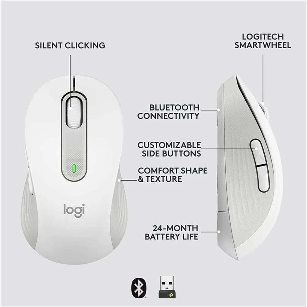 【100% Original】Logitech M650L wireless mouse Wireless Bluetooth Office Mouse Support multi