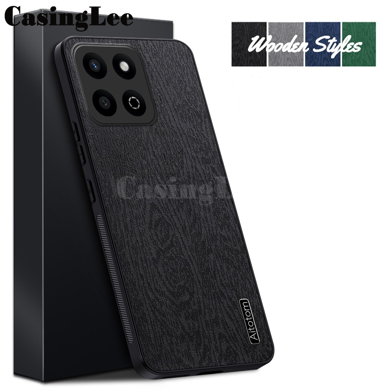 For Honor 200 Smart Case Wood Texture Canvas Hrad Shockproof For
