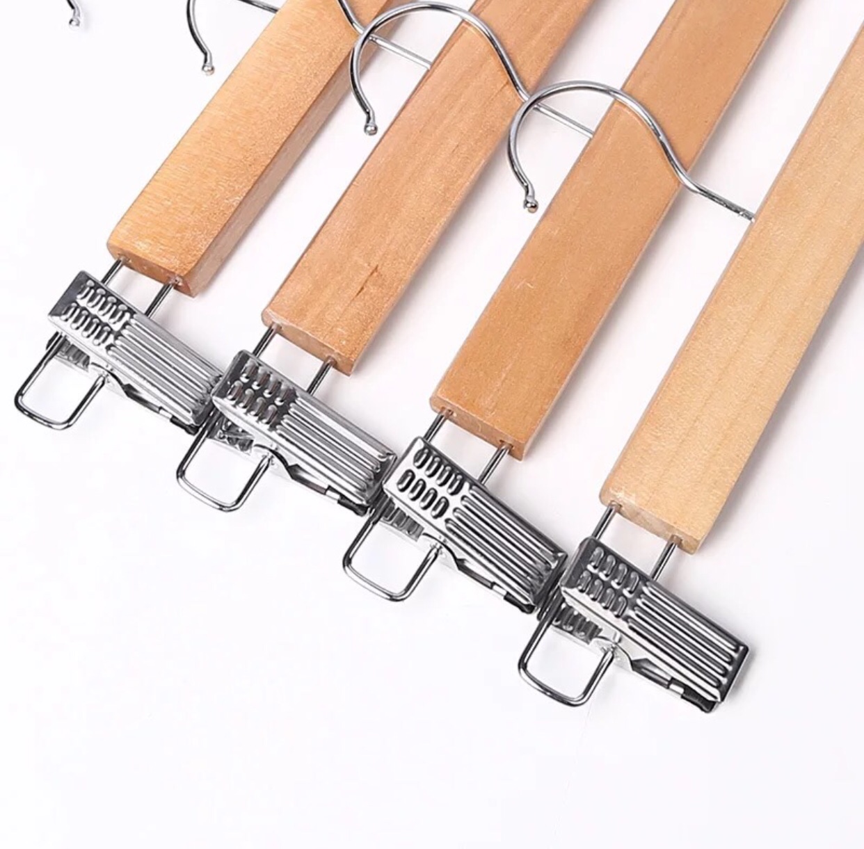 Móc kẹp quần trẻ em gỗ vàng 25cm ( bộ 10 móc )