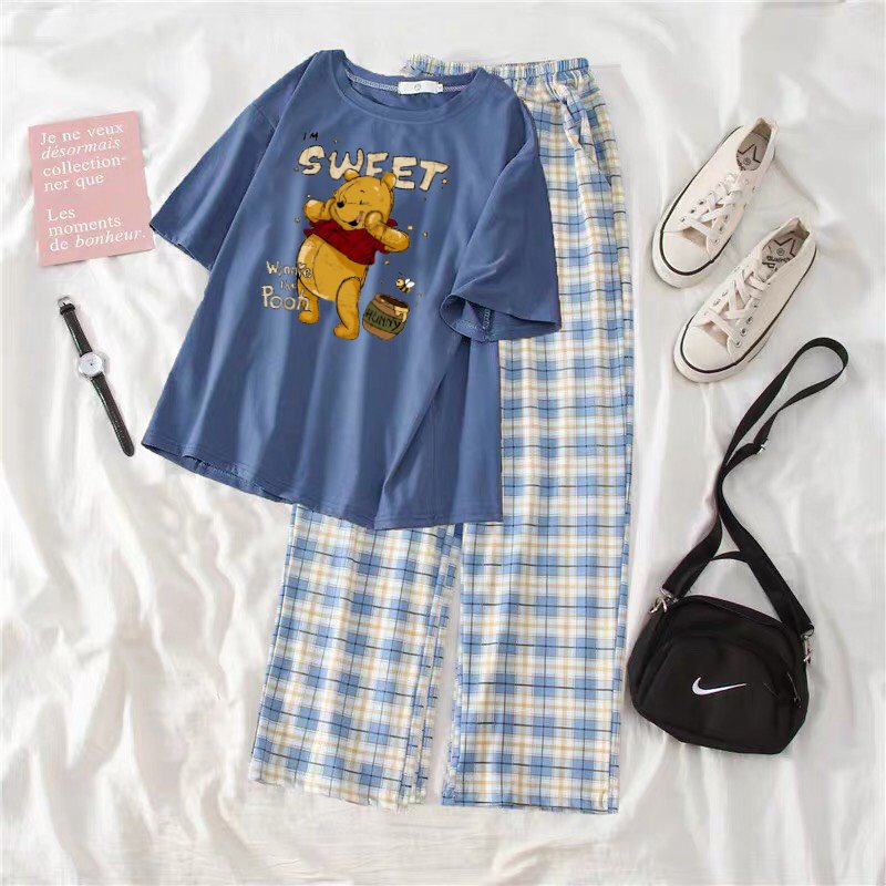 SÉT ÁO GẤU POOH KÈM QUẦN KẺ