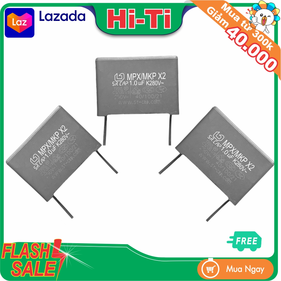 Tụ điện ac 280vac ~ 1uf tụ điện lọc nhiễu hoặc gắn pcb hoặc đấu nối các thiết bị điện ac