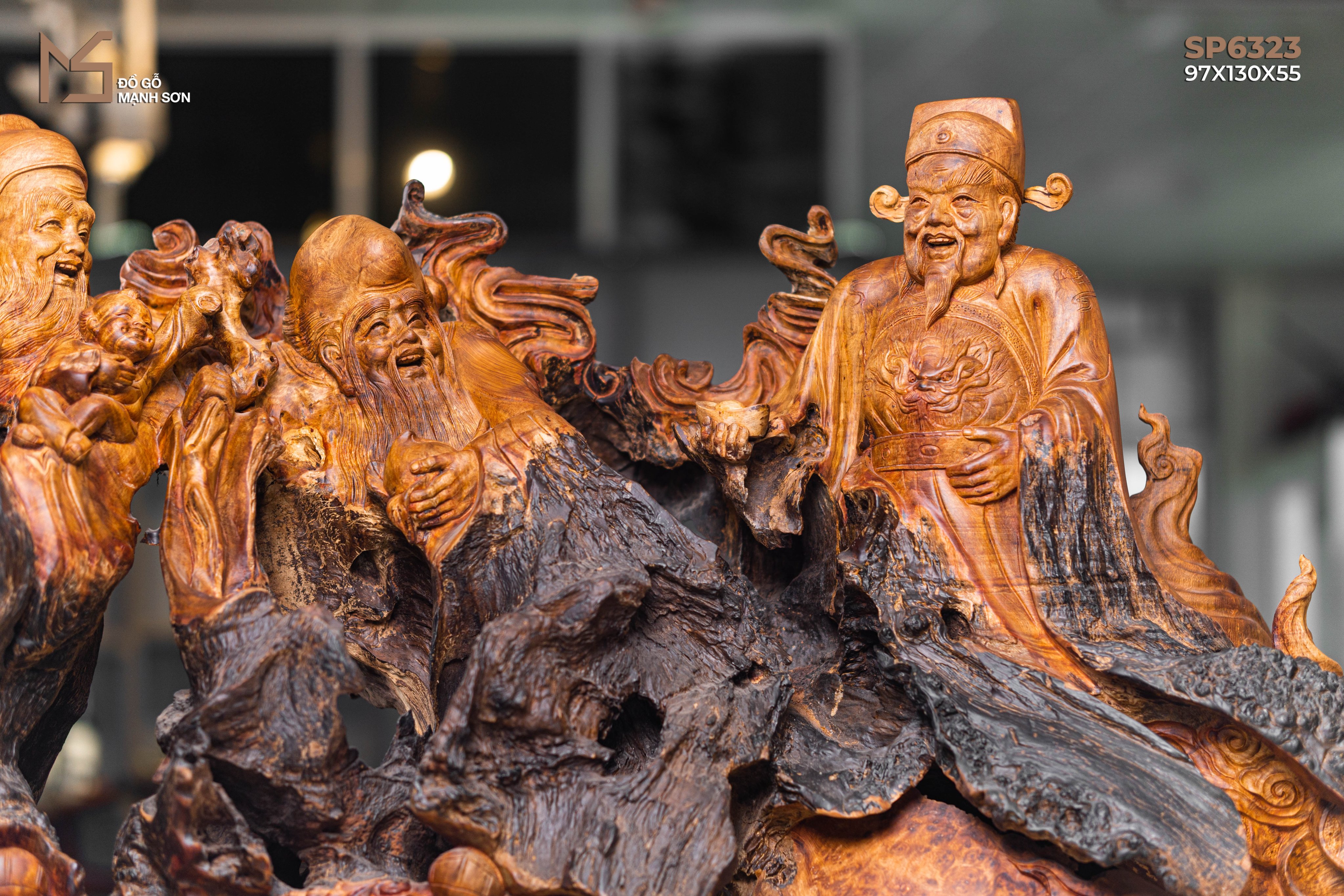 Tượng Gỗ Tam Đa (Gỗ Nu Hương)