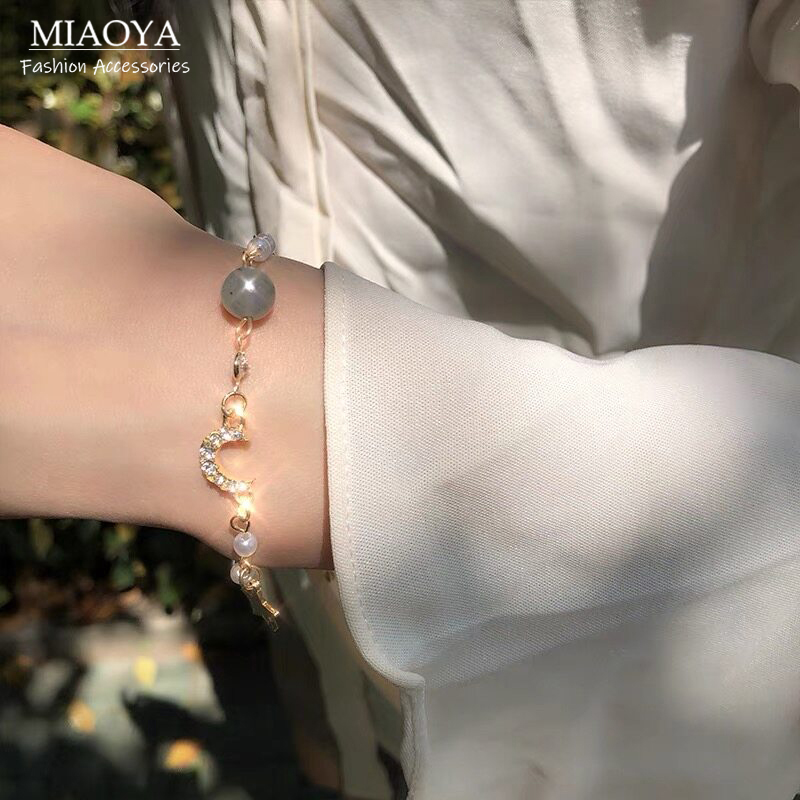MIAOYA Fashion Star And Moon Bracelet Women Vòng tay pha lê tinh tế mới thumbnail