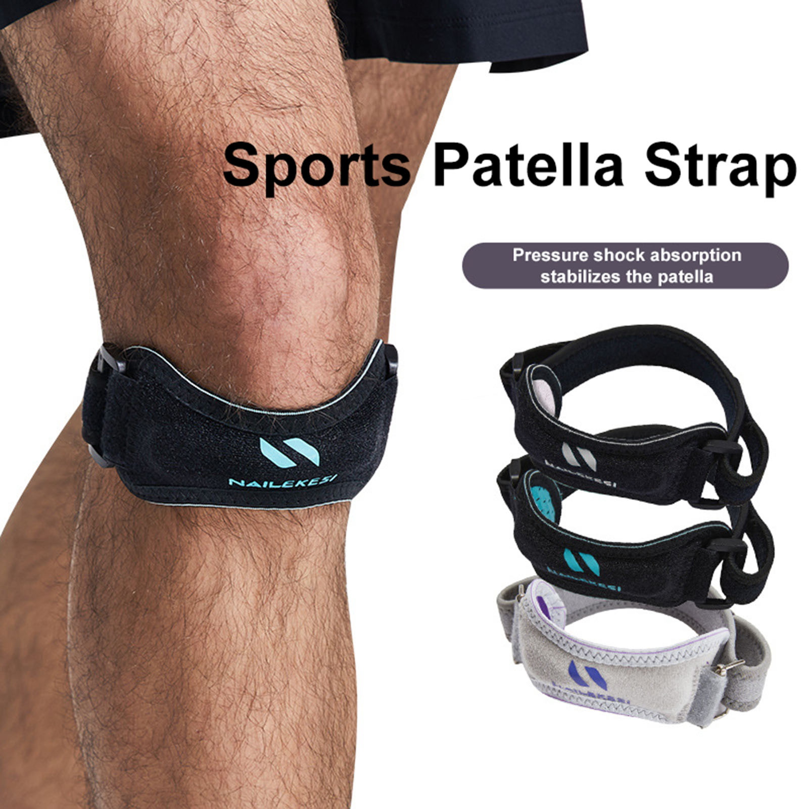 Adjustable Knee Strap Knee Injury Support Knee Strap for Pain Relief Non-slip Support Brace for Running Weightlifting Basketball Precise Compression for Arthritis Tendonitis Men Women