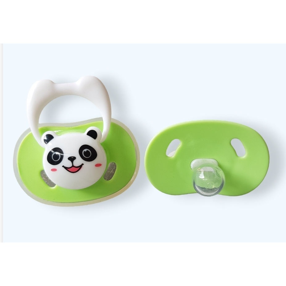 Ti giả hình gấu cho bé, ti giả silicon, đầu tròn, có hộp