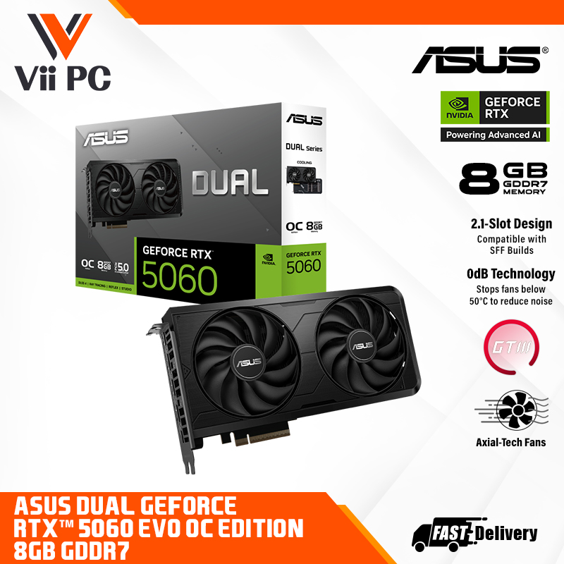 ASUS Dual GeForce RTX™ 5060 / RTX5060 / RTX 5060 EVO 8GB GDDR7 OC