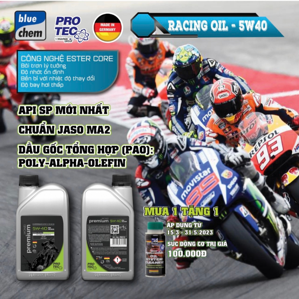 Nhớt Bluechem Racing 5W40 PAO& Ester