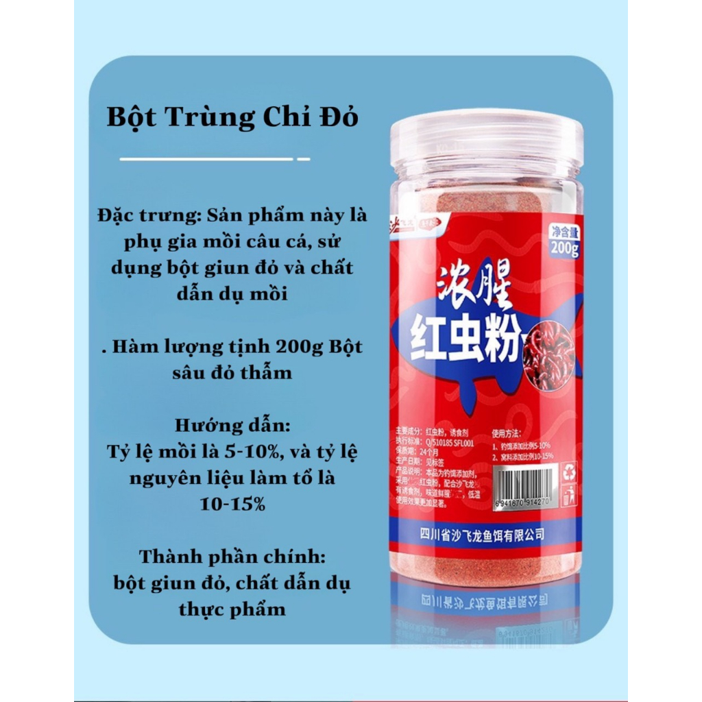 Mồi câu cá trùng đỏ và bột tôm Nam Cực