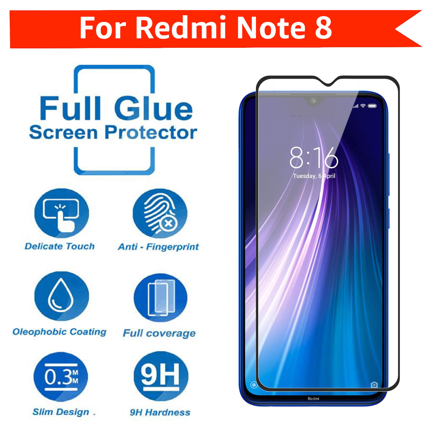 Kính cường lực cho Xiaomi Redmi note 8 pro