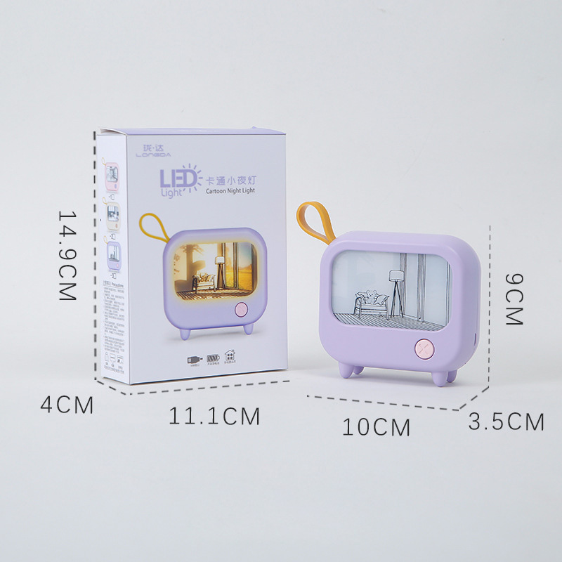 Night light creative TV shape bedroom bedside mini LED sleeping atmosphere light rechargeable light painting