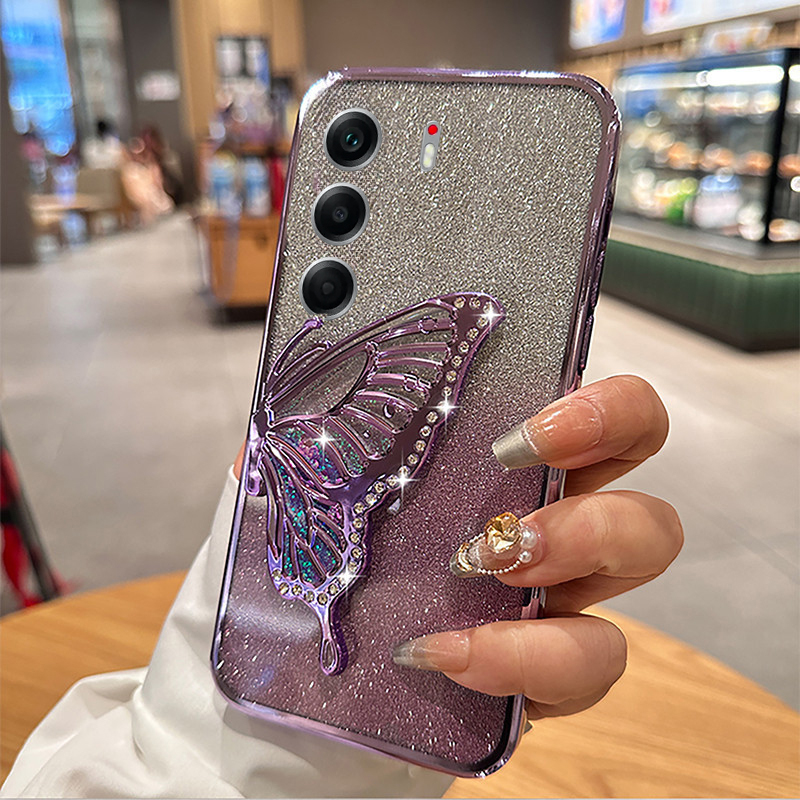 Phone Cover Tecno Camon40 Pro 5G Back case Diamonds butterfly holder shiny hourglass of quicksand transparent soft silicone For Tecno Camon 40 Phone cases. 