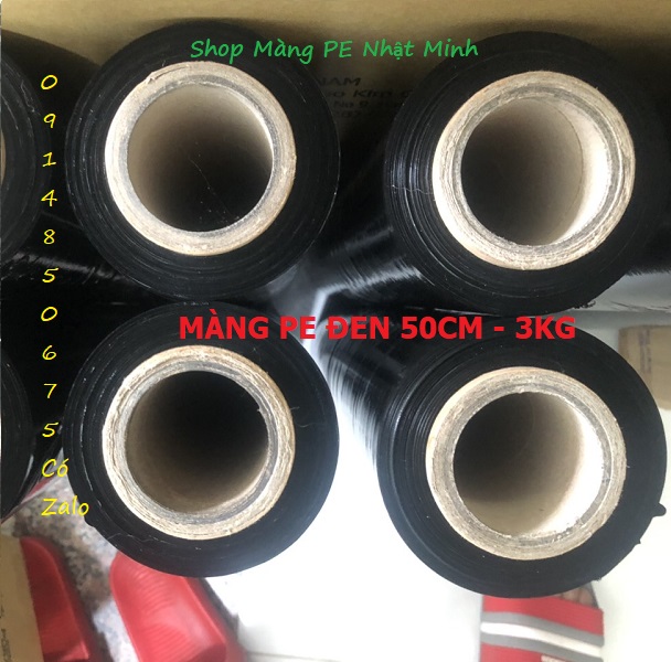 Màng PE đen thui quấn hàng 50cm 3kg