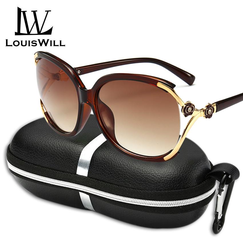 LouisWill Newest Sunglasses Women Sunglasses Ladies Eyewear Anti-UV Square Sun Glasses Accessories Retro Camellia Summer Glasses for Women with Free Glasses Box