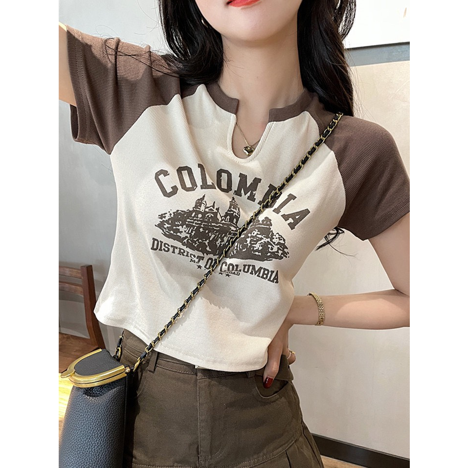 Áo croptop colombia cổ giọt lệ
