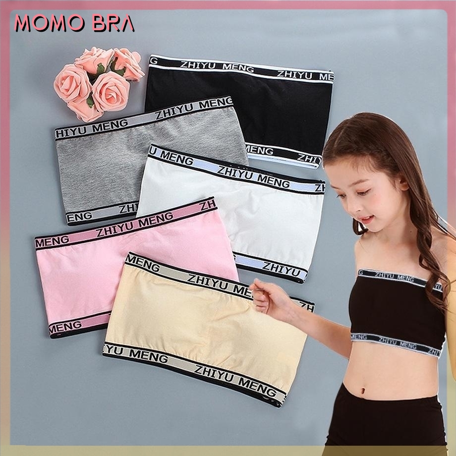 MOMO 9-16Yrs Girls Bra StudentSport Vest Teenage Tube Top Breathable  Detachable Kids Underwear Baby Bra