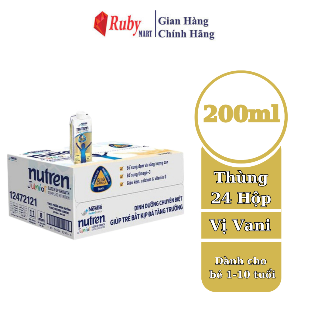 Thùng 24 hộp Sữa Nutren Junior pha sẵn hộp 200ml