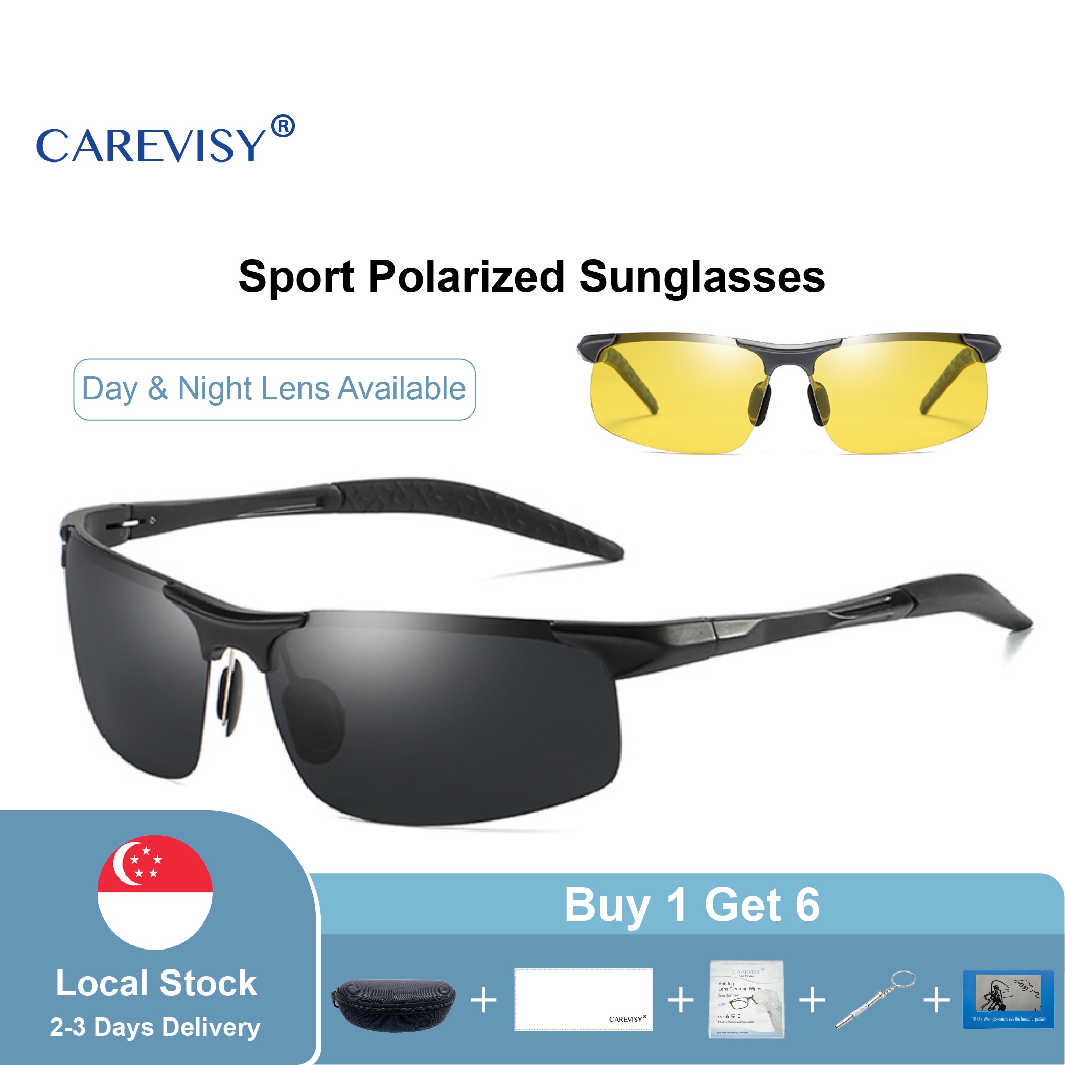 CAREVISY Sport Polarized Sunglasses UV400 Protection Anti Glare Cycling  Driving Fishing Sunglasses for Adults Men C6020