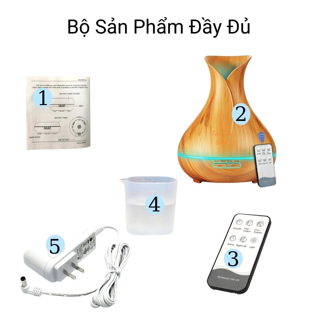 (Mua Máy Tặng Tinh Dầu)Máy Khuếch Tán Tinh dầu Aroma Tulip 550Ml Cao Cấp Cỡ Lớn Tạo ẩm Tỏa Hương Thơm Cho Gia Đinh Máy Tạo Ẩm Tỏa Diệt Khuẩn