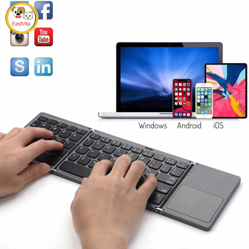 Foldable Bluetooth-compatible Keyboard Portable Mini Wireless Touchpad Keypad Compatible For Ios Android Windows Ipad