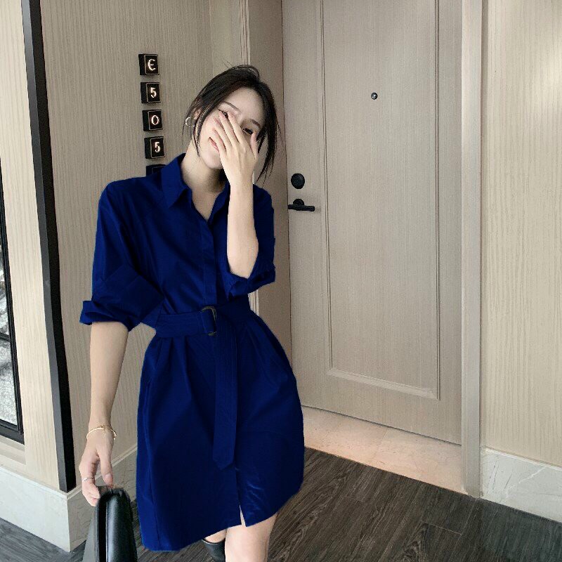 ĐẦM SƠ MI SUÔNG RỘNG CỘT EO