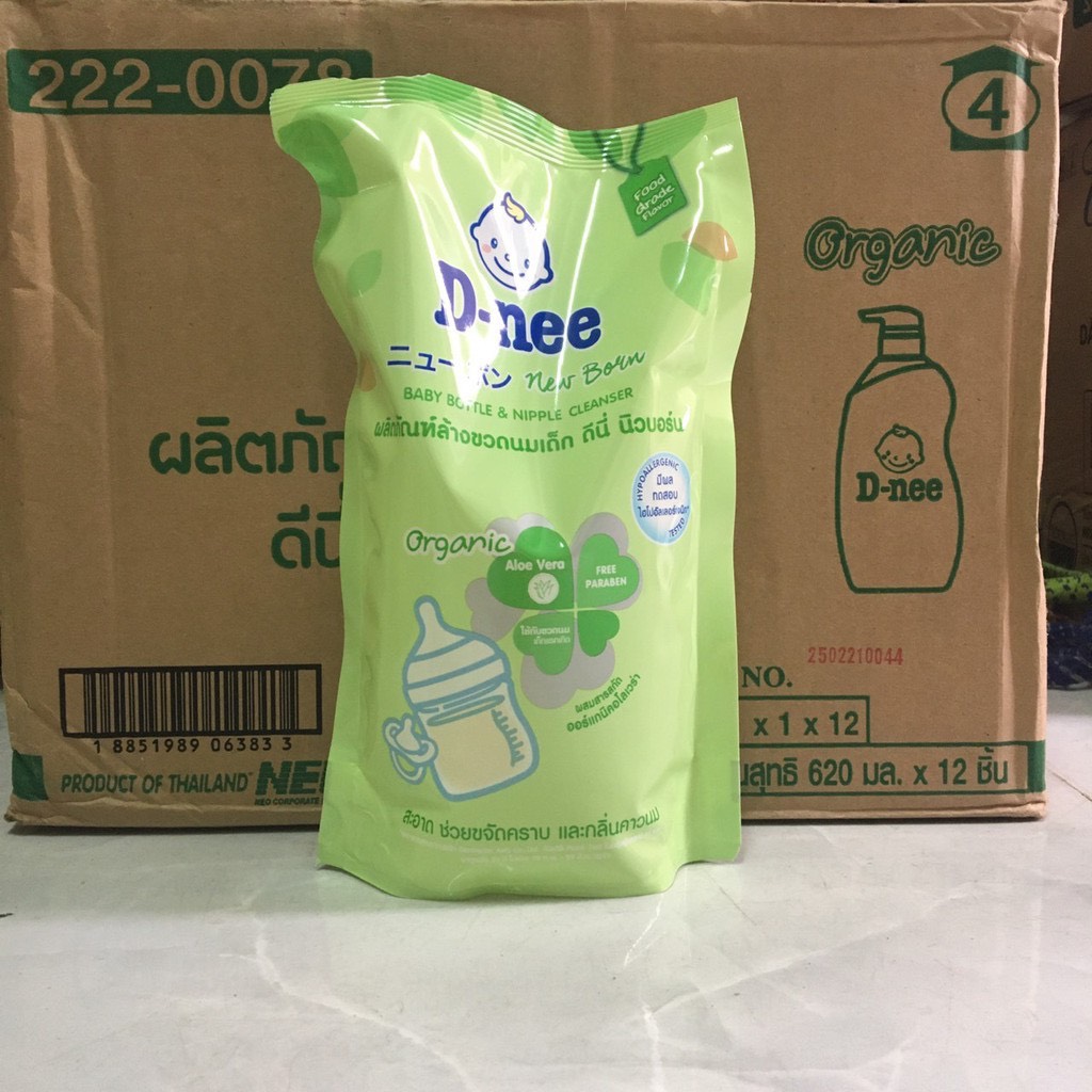 Nước rửa bình sữa D-nee Organic 600 ML (Túi - Chính hãng Đại Thịnh)