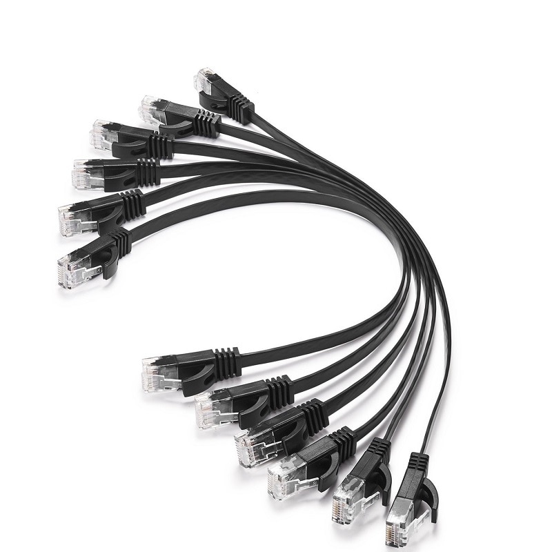 6pack 25cm cable cat6 flat utp ethernet network cable rj45 patch lan cable black/ blue / white color