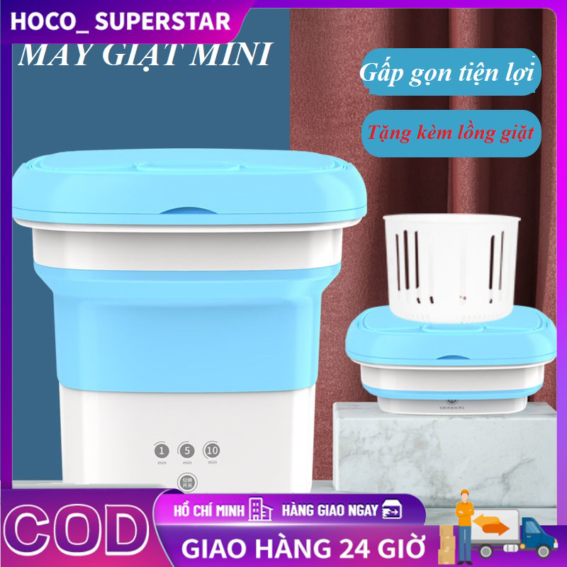 Máy giặt Mini gấp gọn di động, giặt sạch bụi bẩn đồ cá nhân, vắt khô, khử khuẩn bằng UV công nghệ Blue Ag