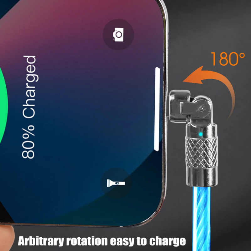 Streaming 180 Degree Machinist Elbow Streaming Data Cable for Android Huawei Apple Mobile Phone USB Charging Cable