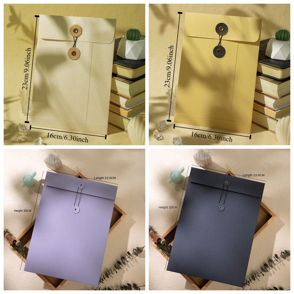 Fresh A4/A5 Kraft Paper Envelopes with String Tie Closure Clasp Retro ...