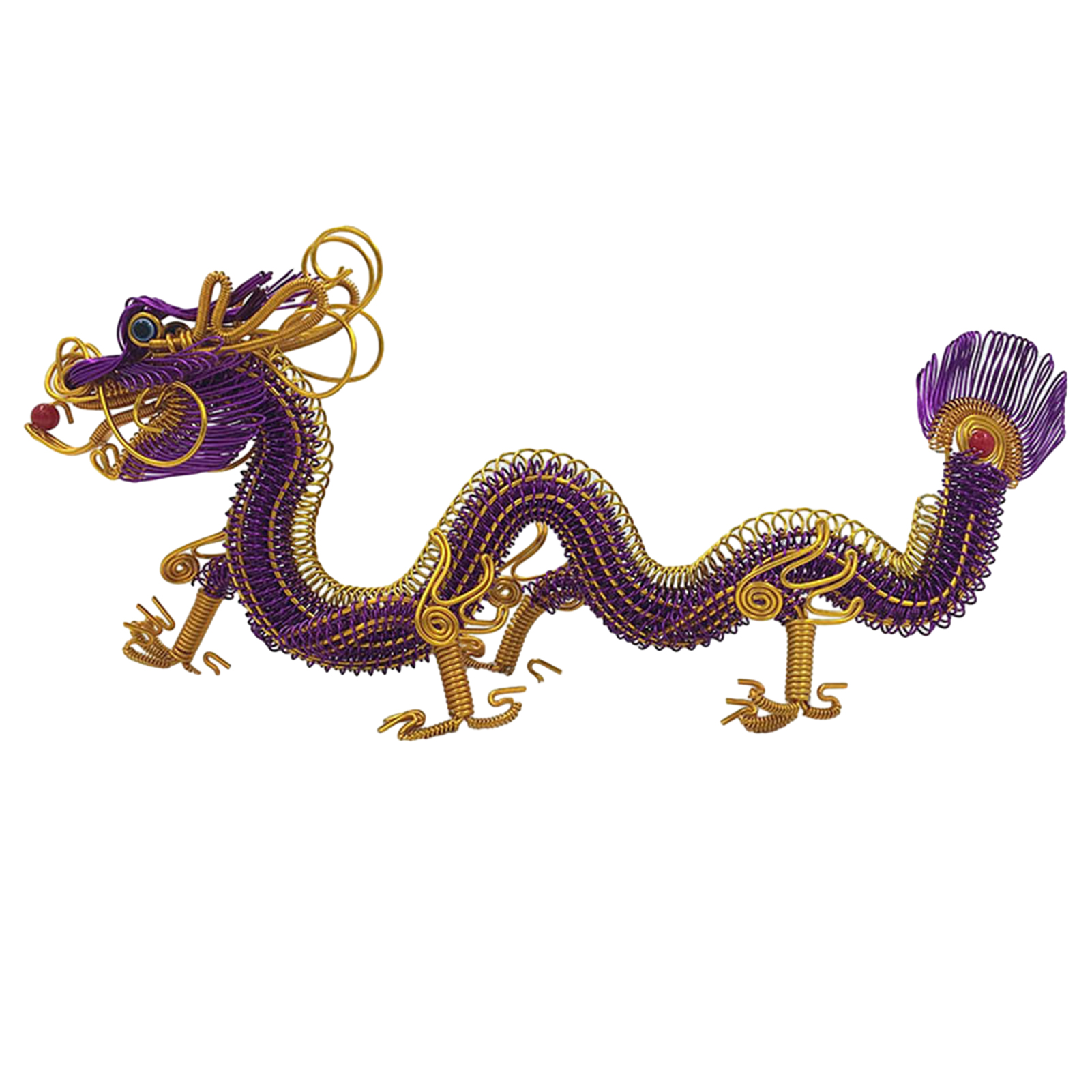 Sanwood® Collectible Dragon Figurine Dragon Ornament Handcrafted Chinese Dragon Figurine Colorful Aluminum Wire Weaving Zodiac Dragon Craft Ornament for Home and Car Decor