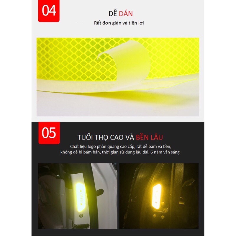 BỘ 4 TEM PHẢN QUANG OPEN GẮN CÁNH CỬA TRÁNH VA CHẠM