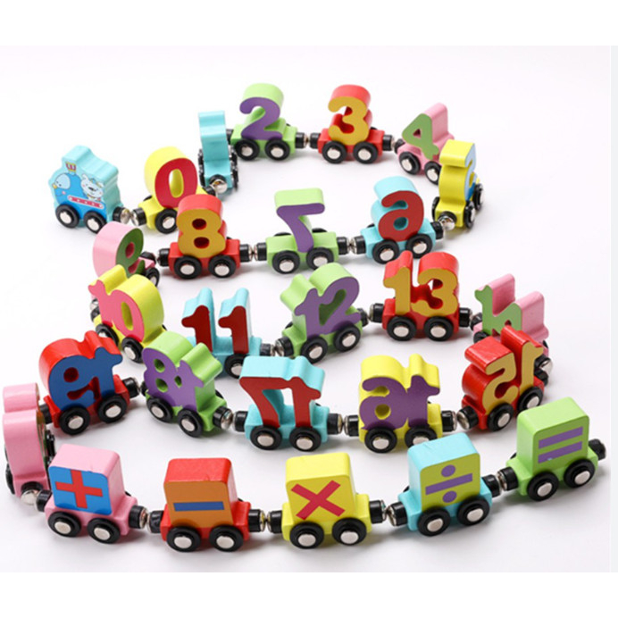 Đồ chơi bảng chữ cái Bộ đoàn tàu chữ cái và chữ số nam châm, bộ 27 toa tàu - Thingkids