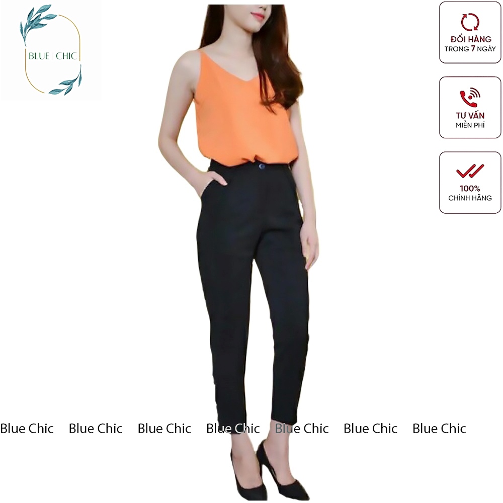 Trousers women Blue chic office high back fabric casual baggy go beautiful school youthful designs long 3 color